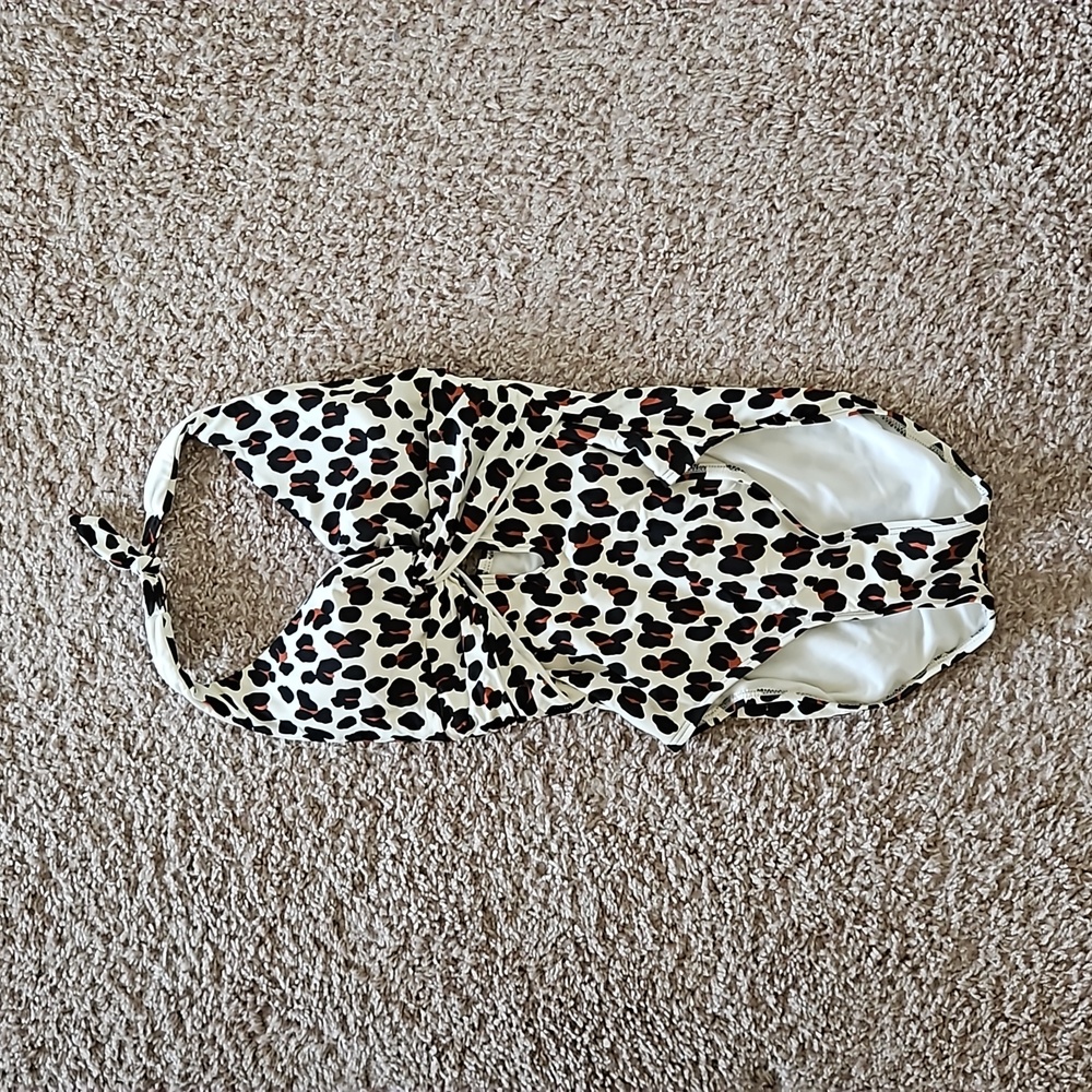 Leopard Kate Spade one piece bathing suit, never worn, size small, $40